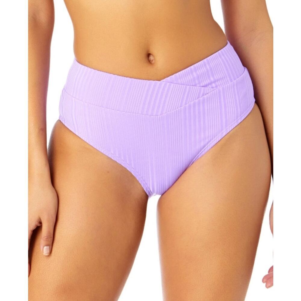 Salt + Cove Women's Ribbed V-Waist Crossover Bikini Bottom Size XL Purple NWT